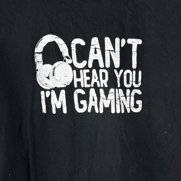 Fashion Trend Unisex LARGE SHORT "I Can't Hear You I'm Gaming" Graphic T Shirt - Picture 2 of 5